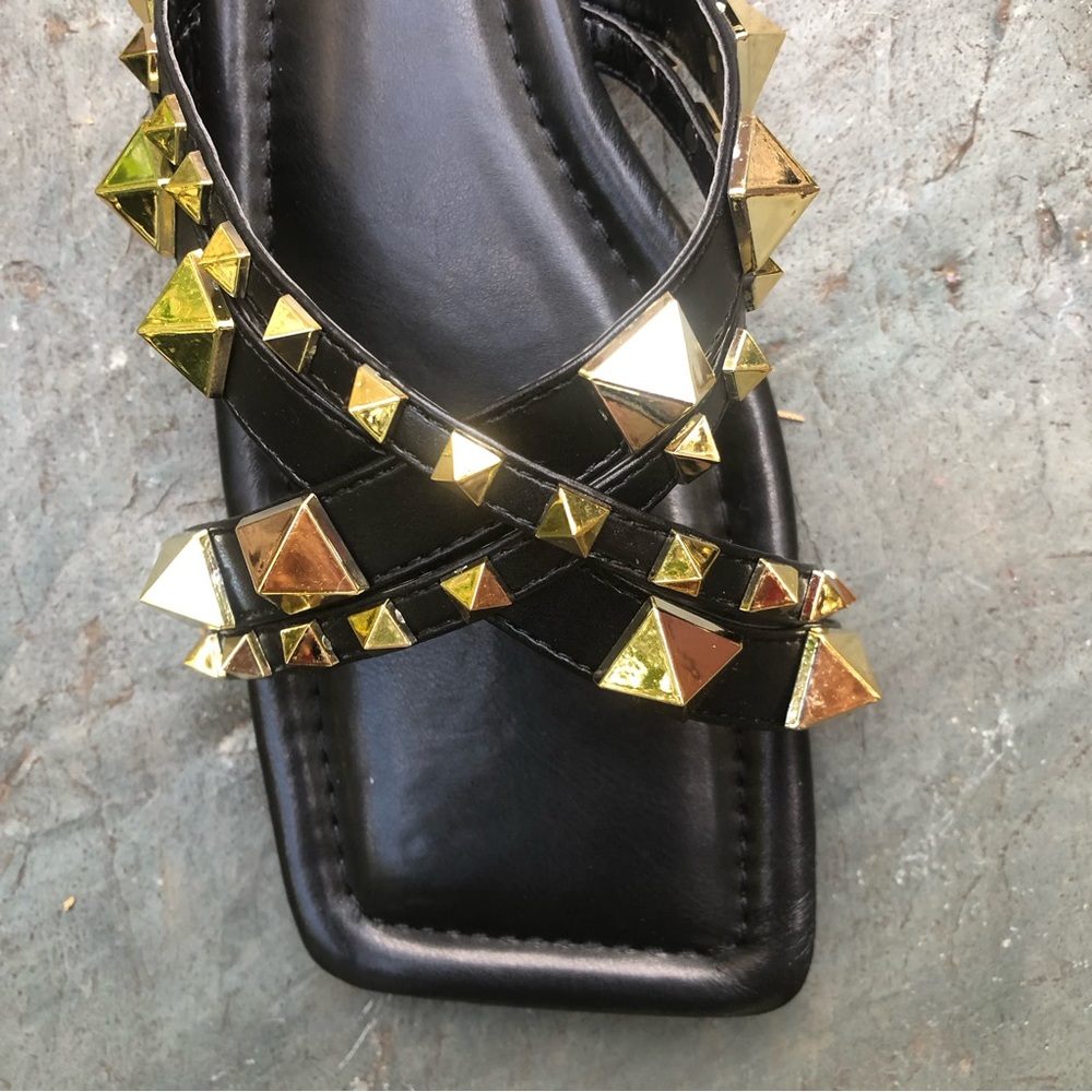 Cape Robbin | Square Toe Sandals with Spike Accents 🔸
